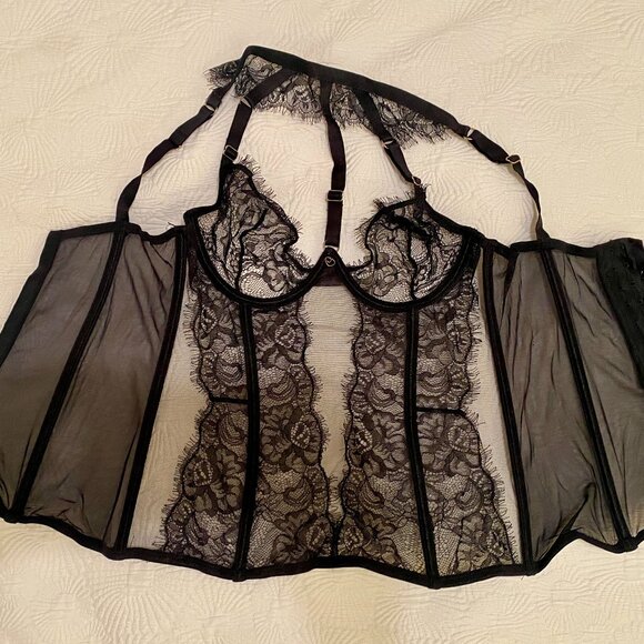 Black sheer Lace Corset - Basque - NEW - Picture 1 of 7